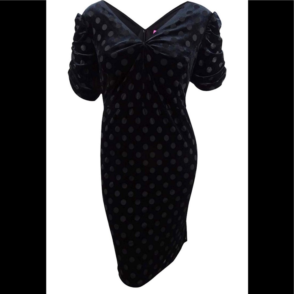 Betsy Johnson Plus Size Dot-print Sheath black,NWT - Picture 3 of 8